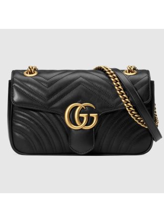 #443497 Gucci 2019 GG Marmont Small Matelassé Shoulder Bag-Black