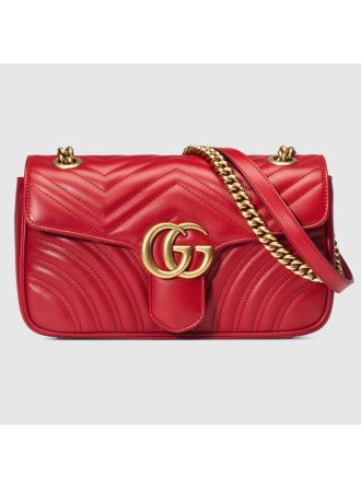 #443497 Gucci 2019 GG Marmont Small Matelassé Shoulder Bag-Red