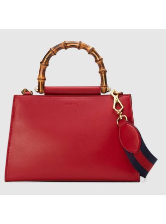 #459076 Gucci 2018 Premium Original Leather Nymphaea Small Top Handle Bag-Red