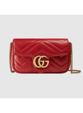 #476433 Gucci 2019 GG Marmont Matelassé Super Mini Bag-Red