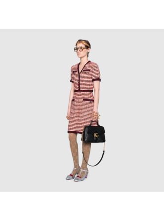 #498110 Gucci 2019 GG Marmont Small Top Handle Bag-Black