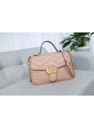 #498110 Gucci 2019 GG Marmont Small Top Handle Bag-Beige