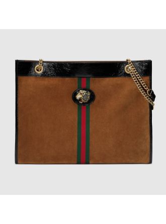 #537219 Gucci Rajah Large Tote-Brown Suede