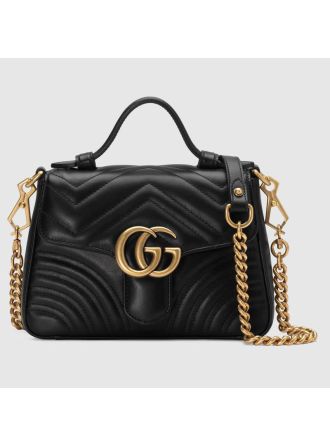 #547260 Gucci 2019 GG Marmont Mini Top Handle Bag-Black