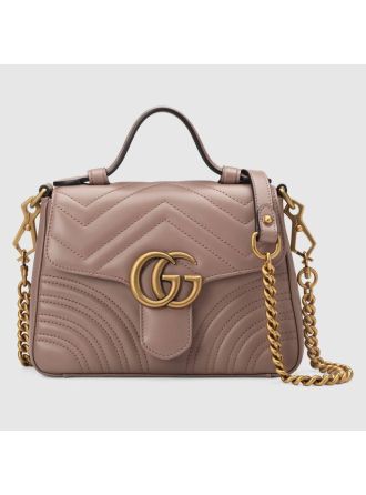 #547260 Gucci 2019 GG Marmont Mini Top Handle Bag-Dusty Pink