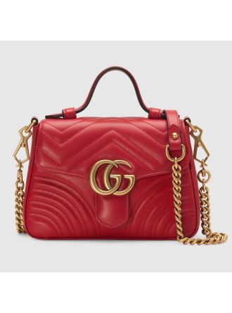 #547260 Gucci 2019 GG Marmont Mini Top Handle Bag-Red