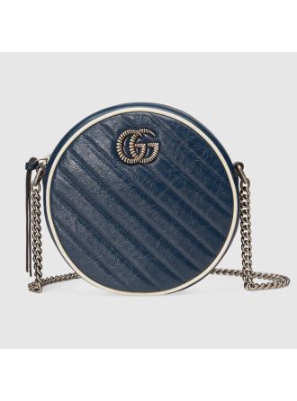 #550154 Gucci GG Marmont Mini Round Shoulder Bag-Blue