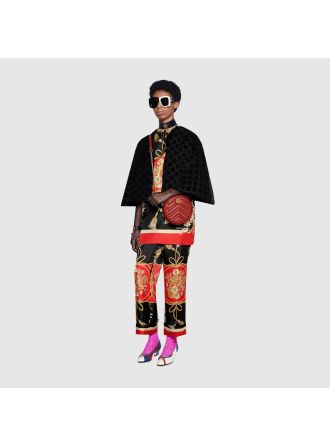 #550154 Gucci GG Marmont Mini Round Shoulder Bag-Red