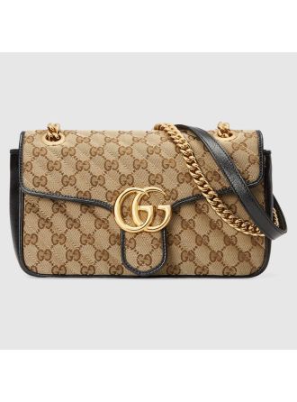 #443497 Gucci GG Marmont Small Shoulder Bag-Beige/ebony