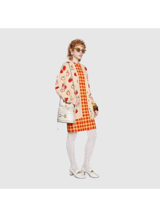 #602118 Gucci 1955 Horsebit Bucket Bag-White