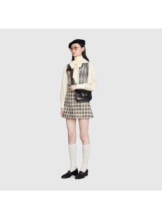 #658574 Gucci GG Supreme Horsebit 1955 Mini Bag-Black
