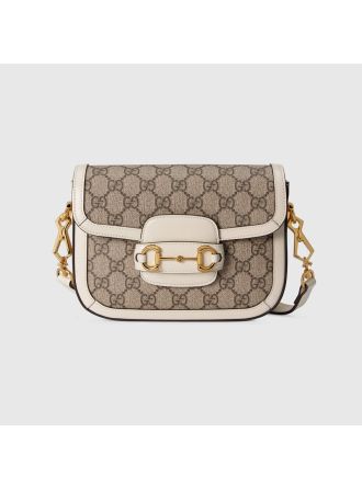 #658574 Gucci GG Supreme Horsebit 1955 Mini Bag-White/Beige