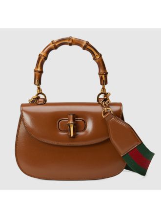 #675797 Gucci Small Top Handle Bag with Bamboo-Brown