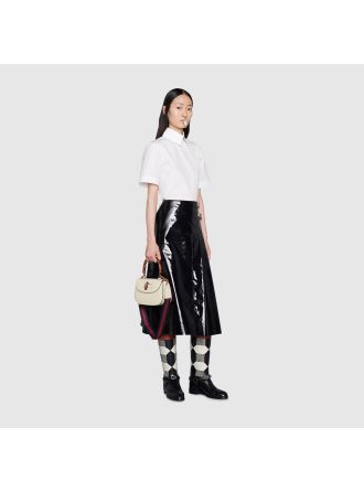 #675797 Gucci Small Top Handle Bag with Bamboo-White