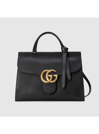 #442622 Gucci 2018 Original Leather GG Marmont Large Top Handle Bag-Black
