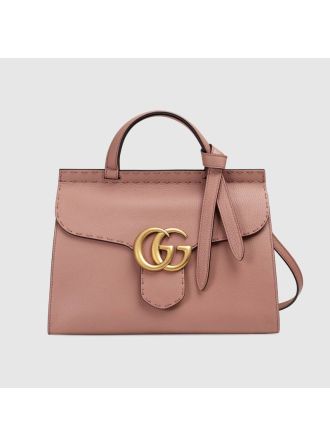 #442622 Gucci 2018 Original Leather GG Marmont Large Top Handle Bag-Pink