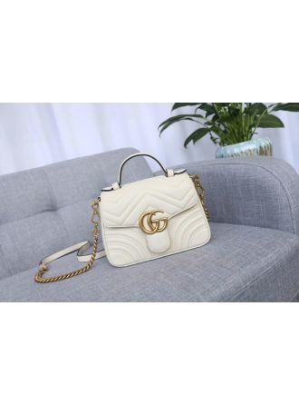 #547260 Gucci 2019 GG Marmont Mini Top Handle Bag-White