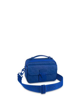 #M58488 Louis Vuitton Monogram Embossed Taurillon Leather S Lock Messenger-Blue