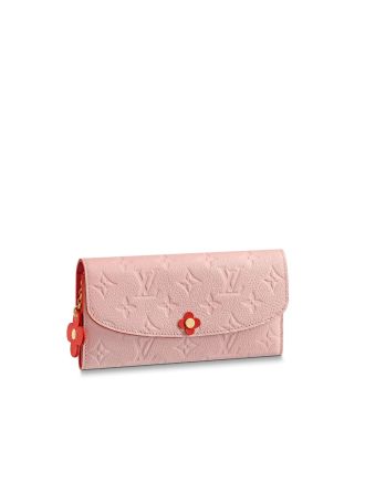 #M64162 Louis Vuitton 2019 Monogram Empreinte Emilie Wallet-Rose Poudre