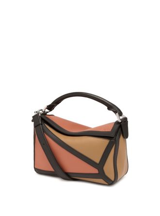 Loewe Puzzle Graphic Small Bag Pink Tulip/Mocca