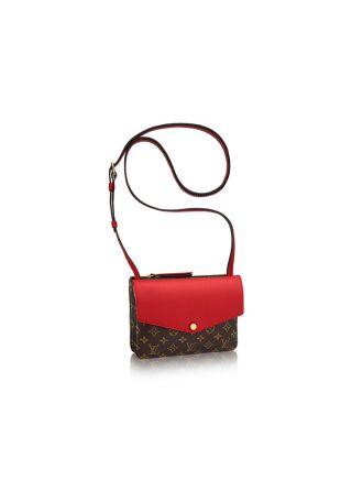 #M50185 Louis Vuitton Monogram Canvas Twinset Cross-body Bag-Cherry