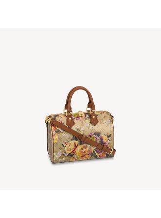 #M21317 Louis Vuitton Flower Patterned Canvas Speedy Bandoulière 25 Bag