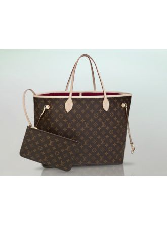 #M40991 Louis Vuitton 2014 New Monogram Neverfull GM/ Red with Pochette