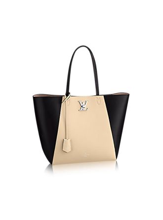 #M42289 Louis Vuitton 2016 Premium Leather Lockme Cabas Handbag- Vanilla & Noir