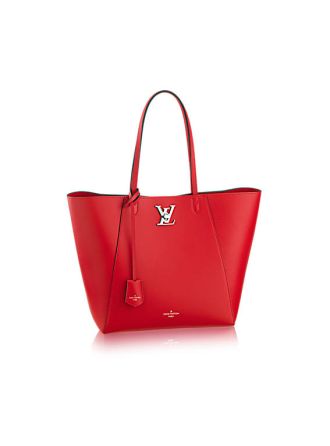 #M42290 Louis Vuitton 2016 Premium Leather Lockme Cabas Handbag- Red