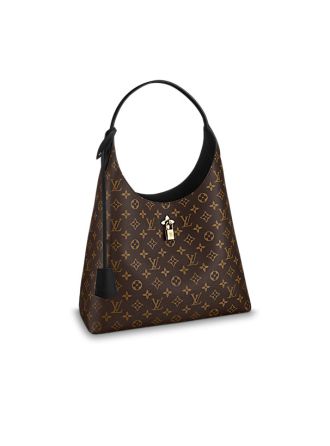 M43545 Louis Vuitton 2018 Premium Flower Monogram Hobo handbag-Black