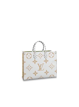 #M44571 Louis Vuitton 2019 Giant/Mini Monogram canvas Onthego Tote Bag-Creme