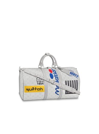 #M44643 Louis Vuitton 2019 Historic Monogram Canvas Keepall Bandoulière 50-White