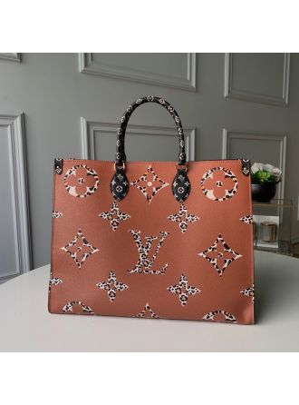 #M44675 Louis Vuitton 2019 Monogram Motif Onthego Tote Bag-Brown
