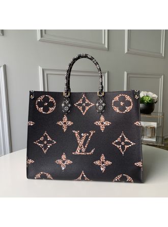 #M44675 Louis Vuitton 2019 Monogram Motif Onthego Tote Bag-Brown