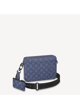 #M45730 Louis Vuitton Monogram Shadow Duo Messenger Bag-Navy Blue