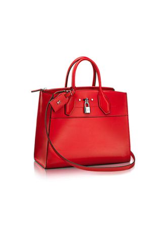 #M51027 Louis Vuitton 2015 Premium Calf Leather City Steamer MM -Red