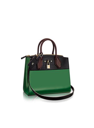 M51034 Louis Vuitton 2015 Calf Leather City Steamer PM - Kaki Blanc