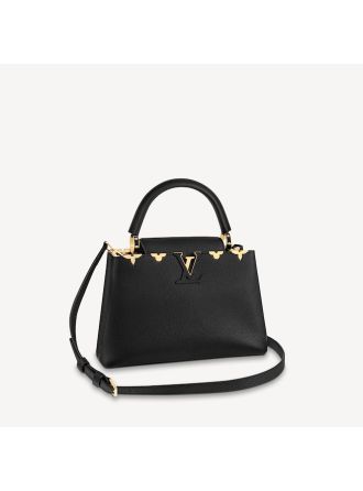 #M54663 Louis Vuitton Taurillon Capucines MM-Black