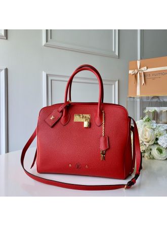 #M55025 Louis Vuitton 2019 Veau Nuage Milla MM Handbag-Rose Rubis