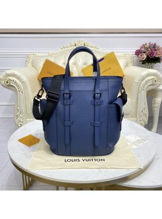 #M58479 Louis Vuitton Taurillon Leather Classic Christopher Backpack-Blue