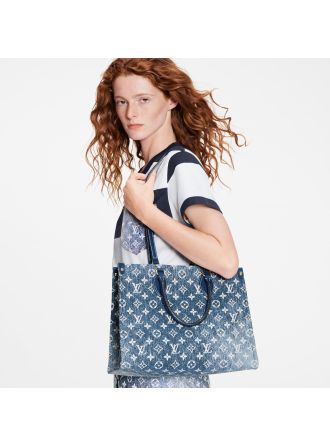 #M59608 Louis Vuitton Monogram Denim OnTheGo MM Tote Bag