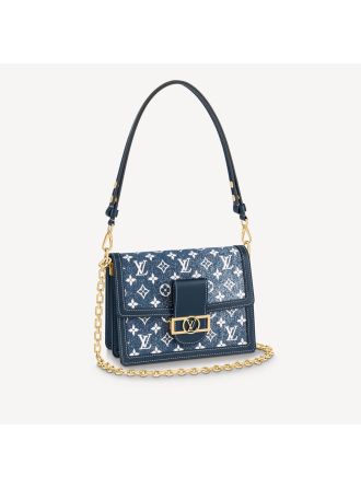 #M59631 Louis Vuitton Monogram Denim Dauphine MM Handbag