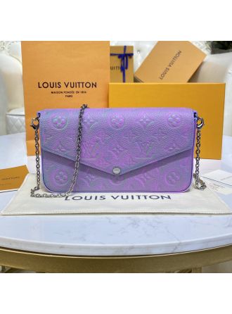 #M64064 Louis Vuitton Monogram Empreinte Félicie Pochette-Blue