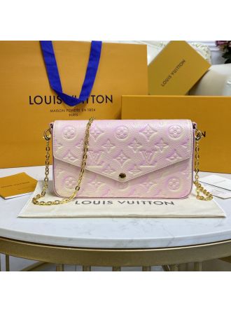 #M64064 Louis Vuitton Monogram Empreinte Félicie Pochette-Pink