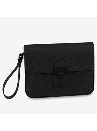#M80582 Louis Vuitton Monogram Embossed Taurillon Leather S Lock A4 Pouch-Black