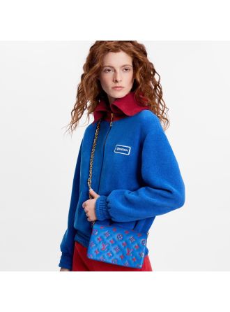 #M80743 Louis Vuitton Embossed Lambskin Pochette Coussin-Blue/Red