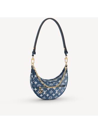 #M81166 Louis Vuitton Monogram Denim Loop Baguette Handbag