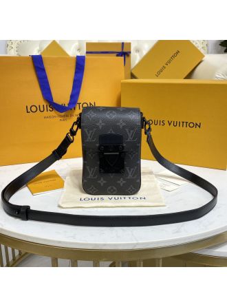 #M81522 Louis Vuitton Monogram Macassar S-Lock Vertical Wearable Wallet-Black