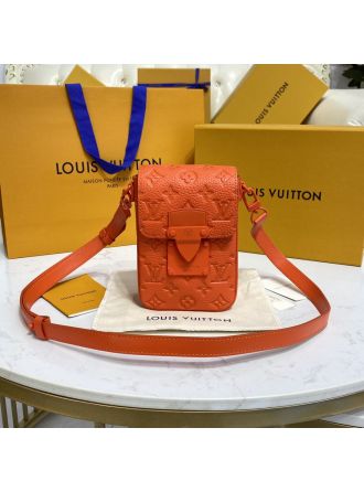 #M81525 Louis Vuitton Taurillon Monogram S-Lock Vertical Wearable Wallet-Orange