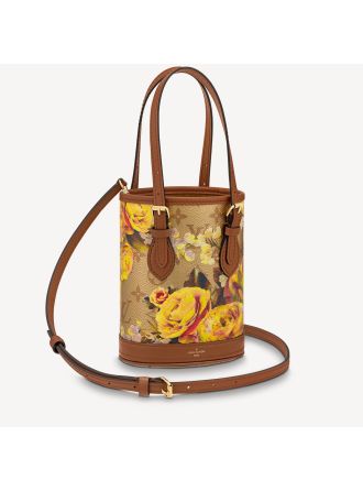 #M81724 Louis Vuitton Flower Patterned Canvas Nano Bucket Bag
